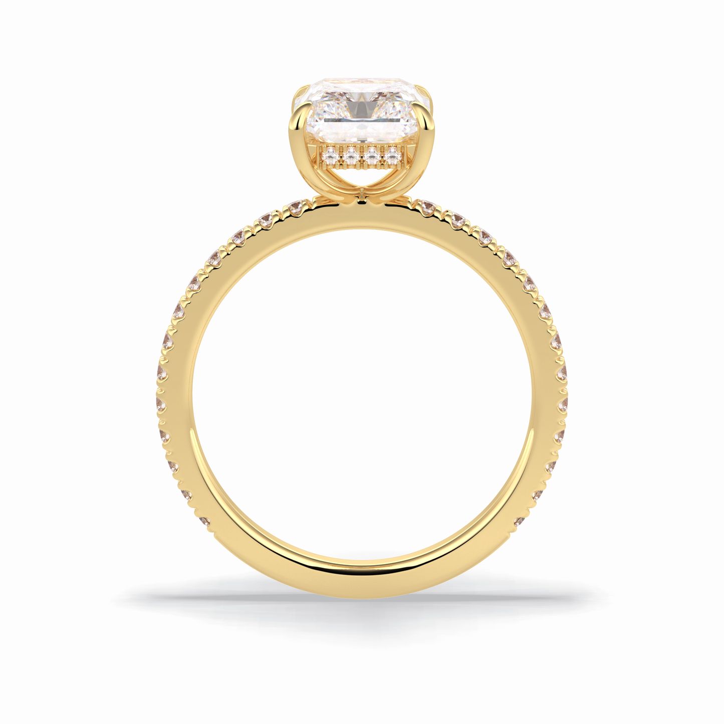 2.5 CT Radiant Cut Pave Style Moissanite Engagement Rings