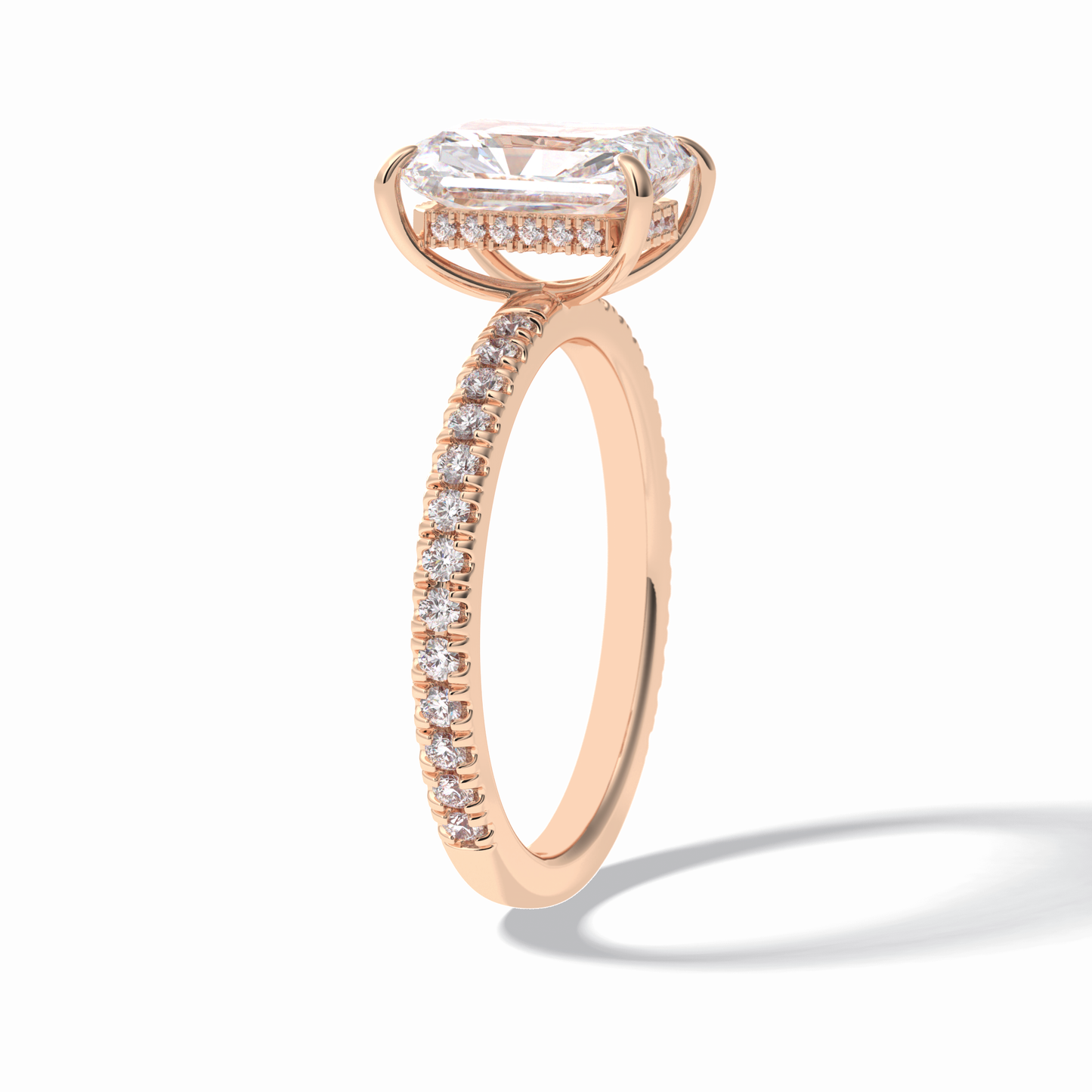 2.5 CT Radiant Cut Pave Style Moissanite Engagement Rings