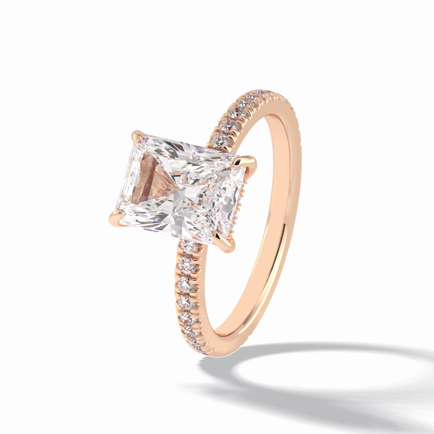 2.5 CT Radiant Cut Pave Style Moissanite Engagement Rings
