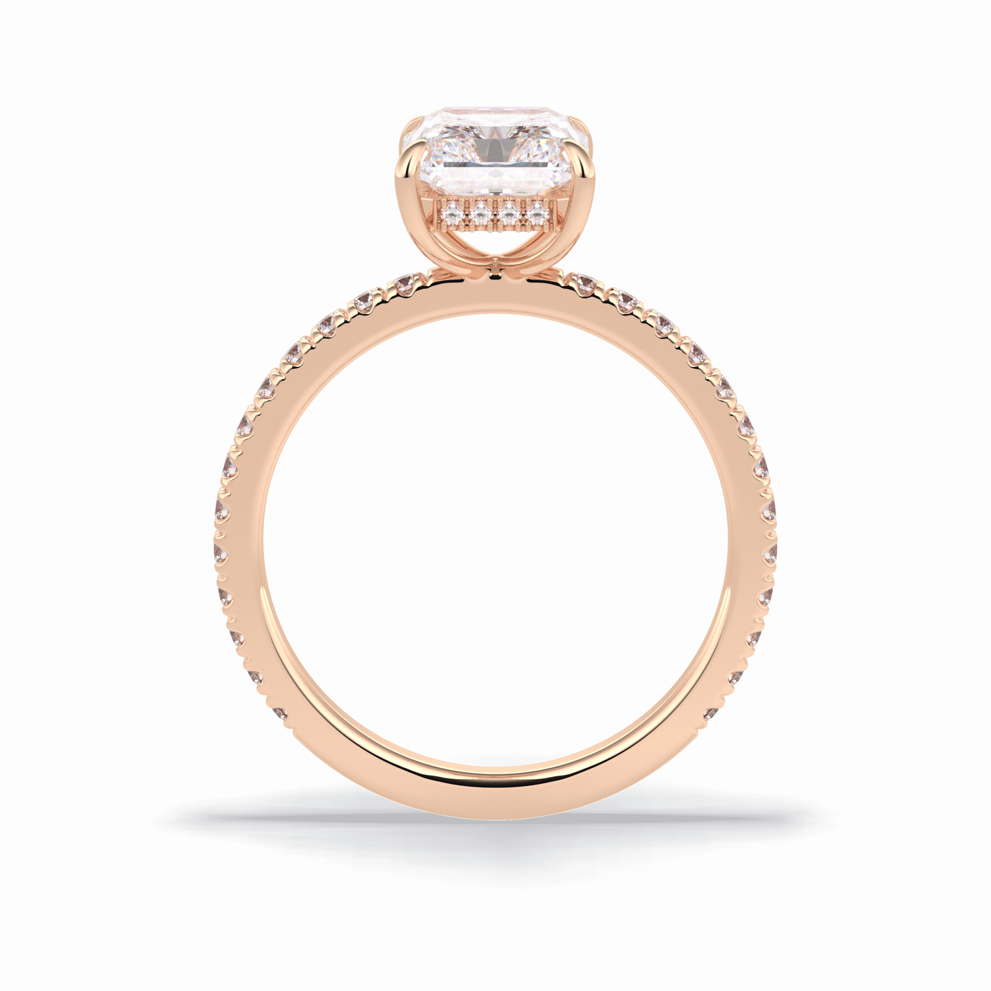 2.5 CT Radiant Cut Pave Style Moissanite Engagement Rings