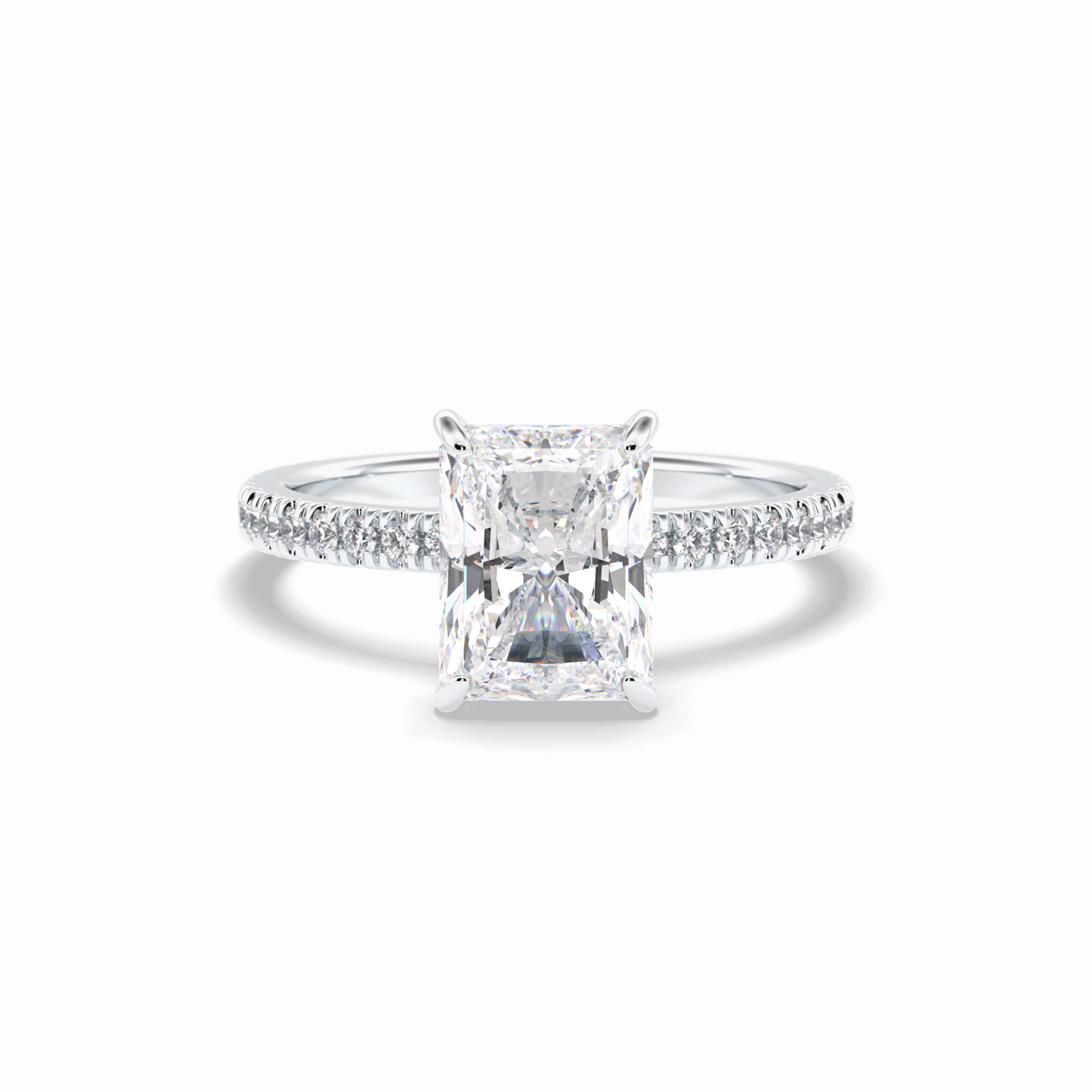 2.5 CT Radiant Cut Pave Style Moissanite Engagement Rings