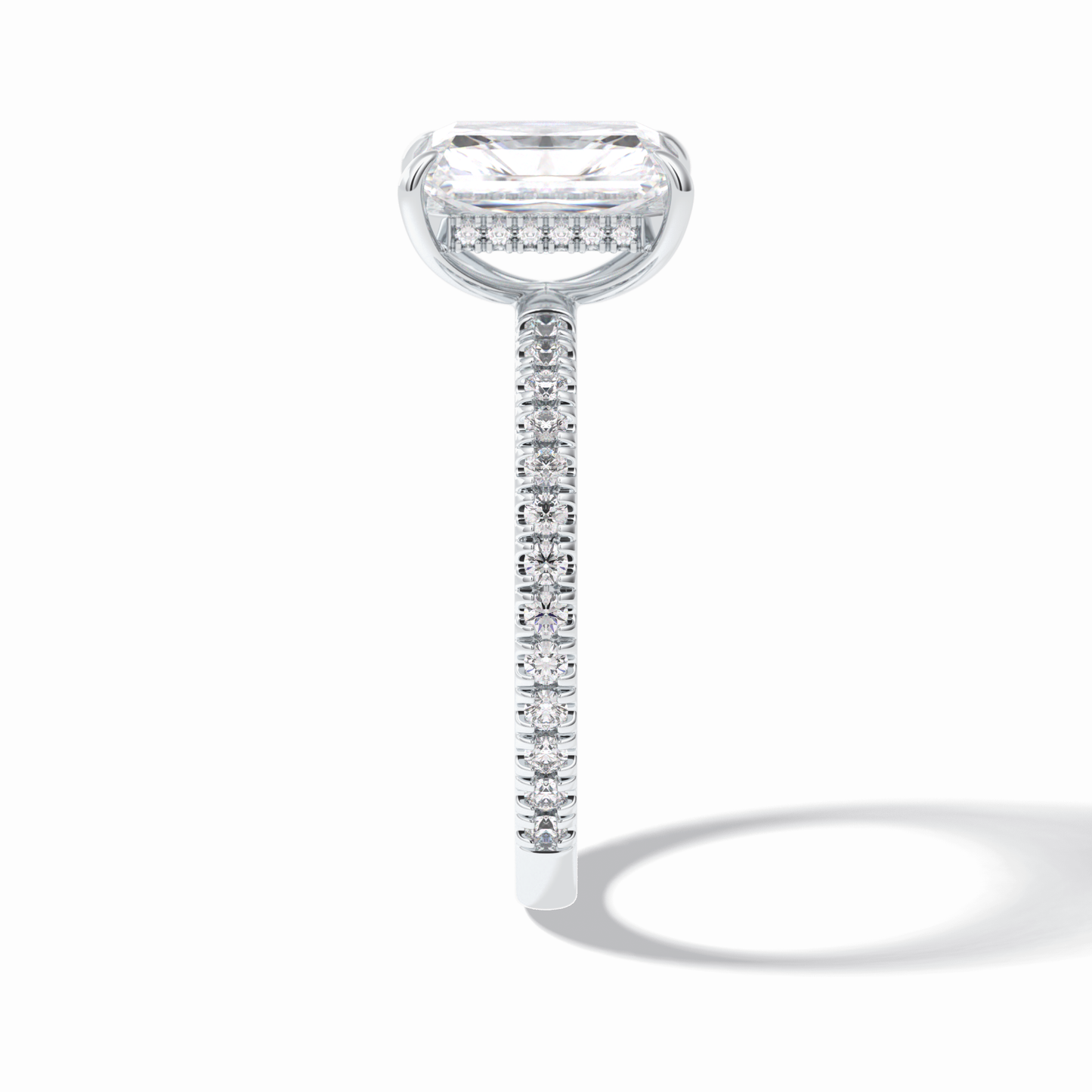 2.5 CT Radiant Cut Pave Style Moissanite Engagement Rings
