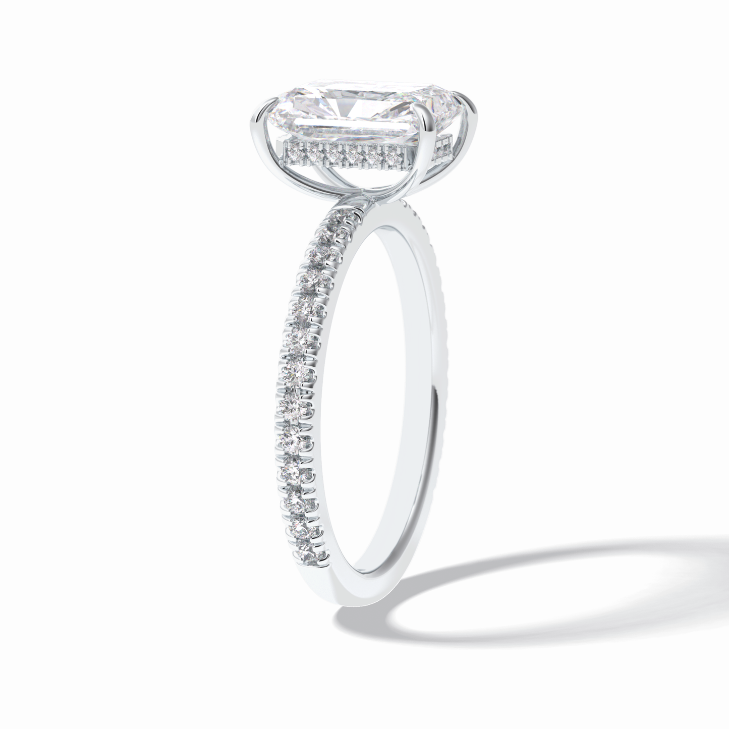 2.5 CT Radiant Cut Pave Style Moissanite Engagement Rings