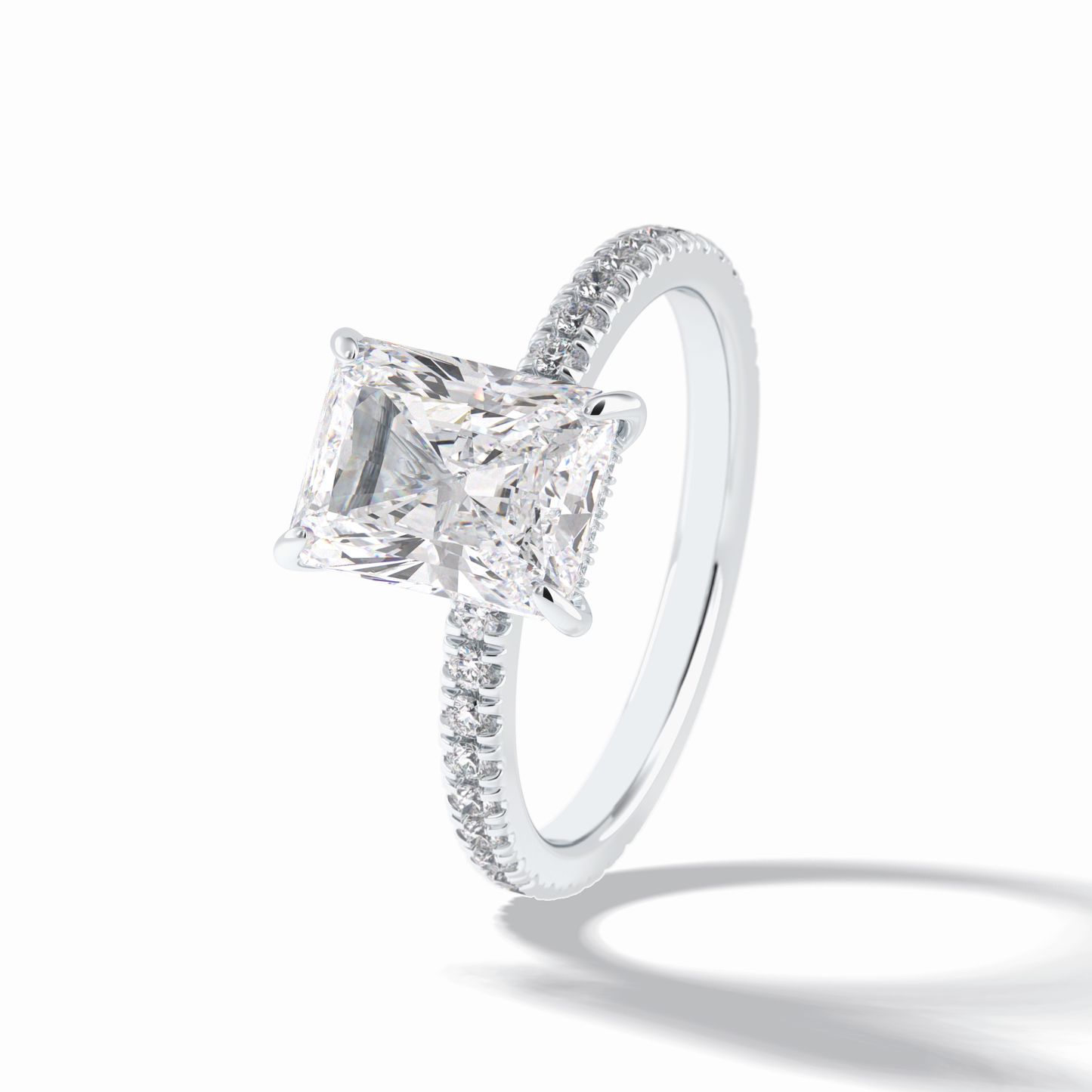 2.5 CT Radiant Cut Pave Style Moissanite Engagement Rings