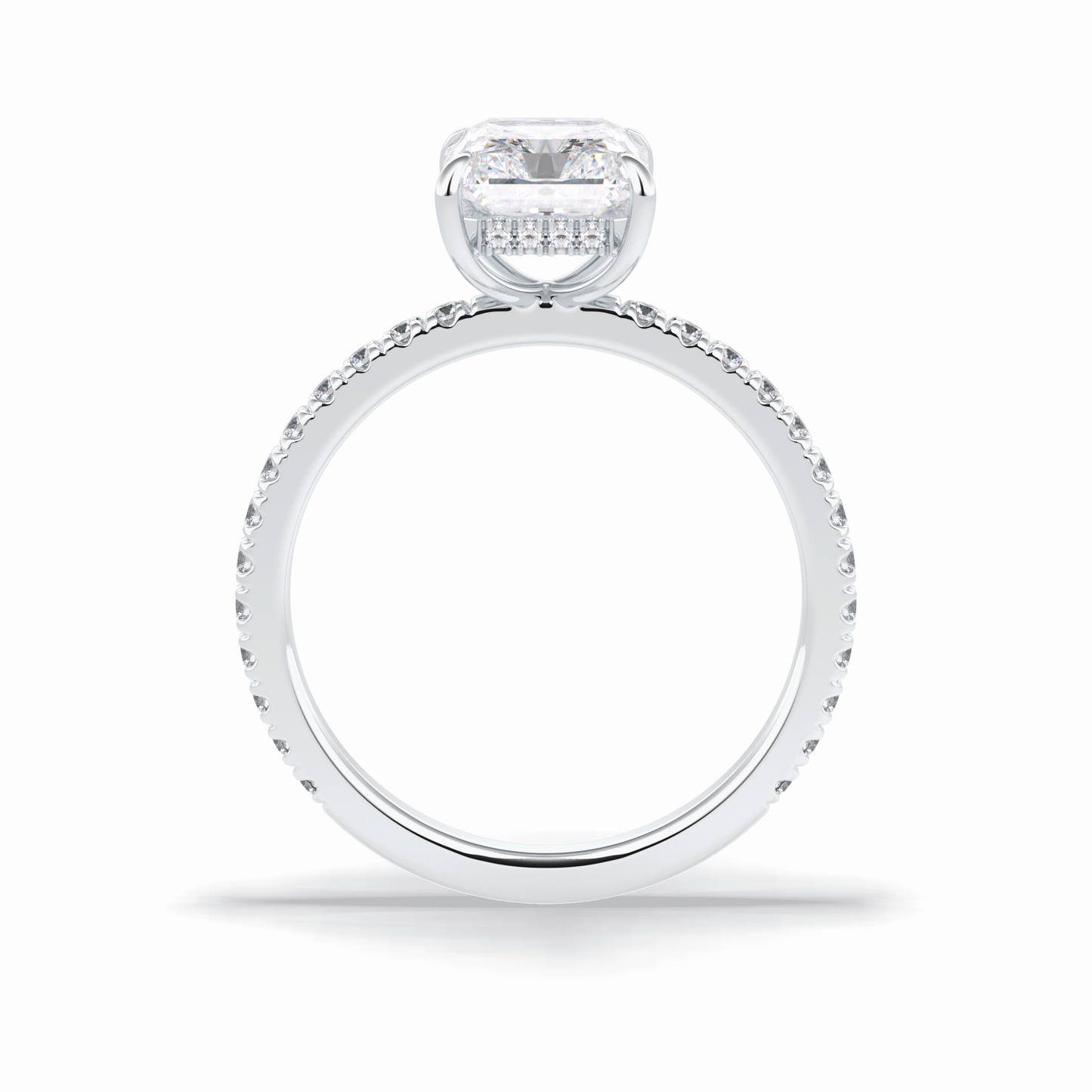 2.5 CT Radiant Cut Pave Style Moissanite Engagement Rings