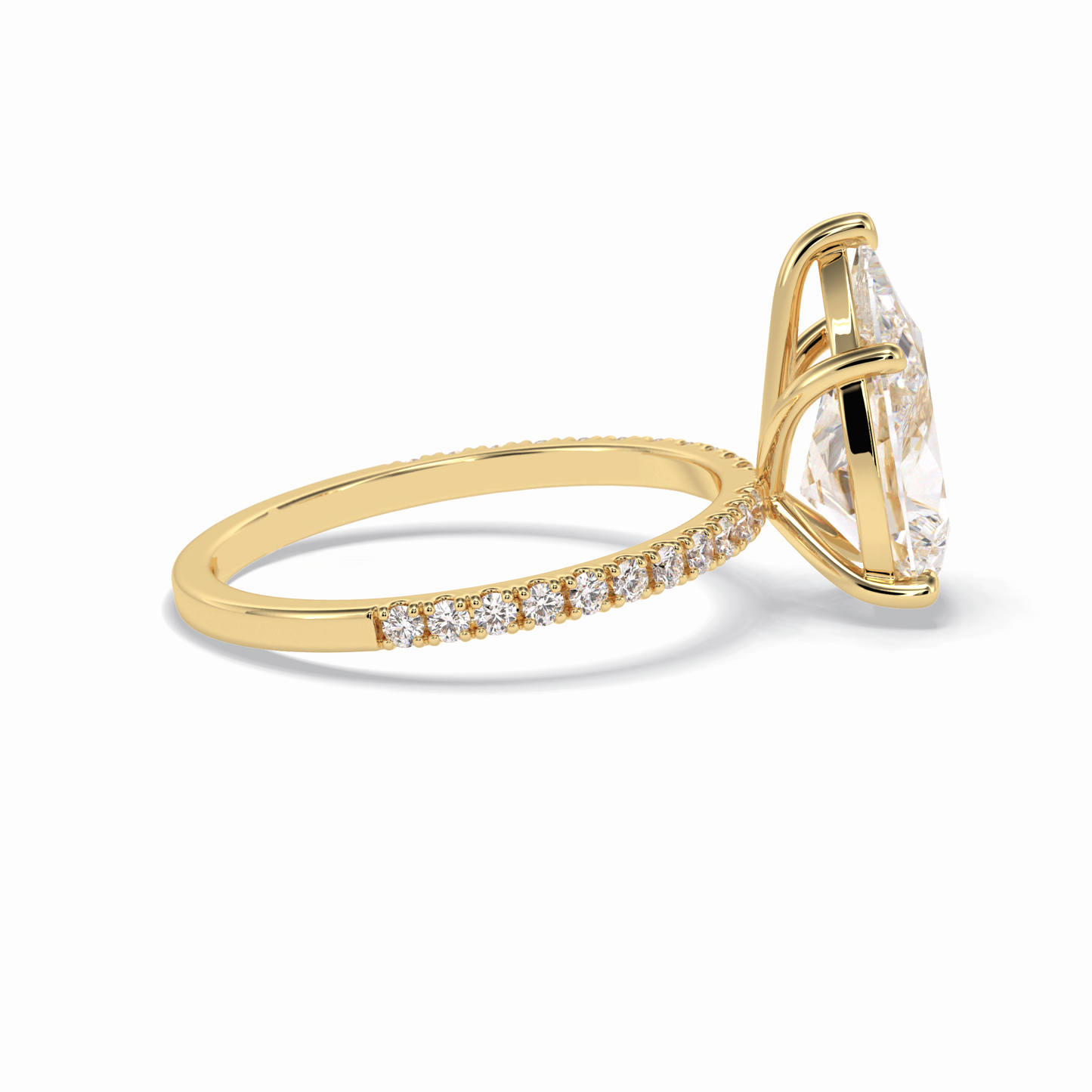 2.5 CT Pear Cut Pave Style Moissanite Engagement Rings