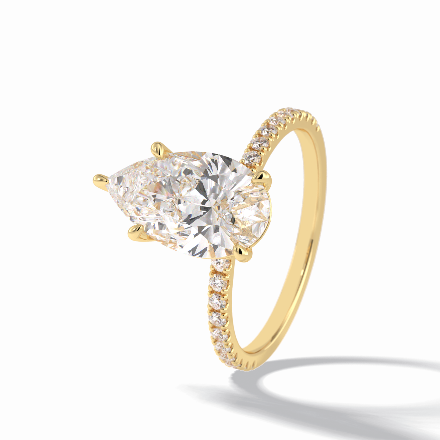 2.5 CT Pear Cut Pave Style Moissanite Engagement Rings