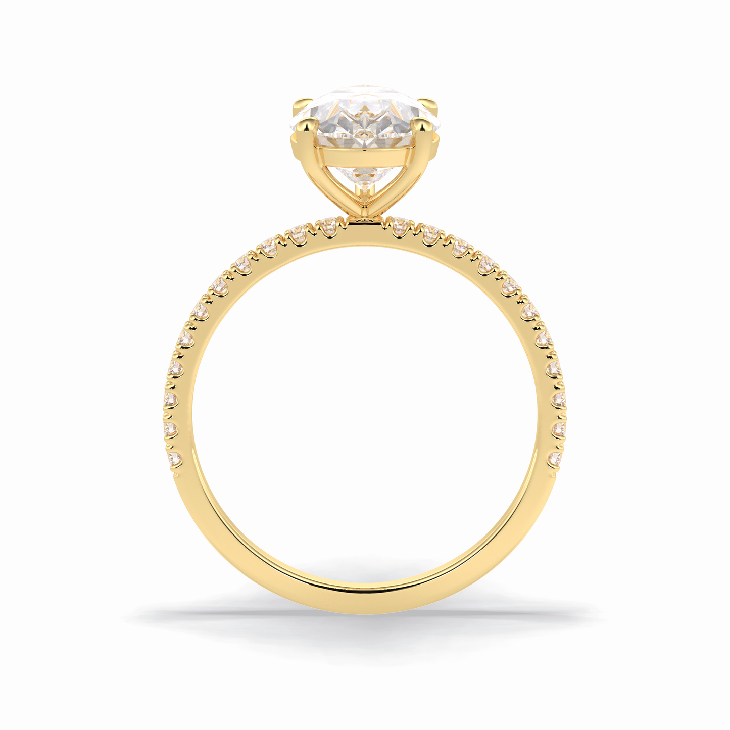 2.5 CT Pear Cut Pave Style Moissanite Engagement Rings