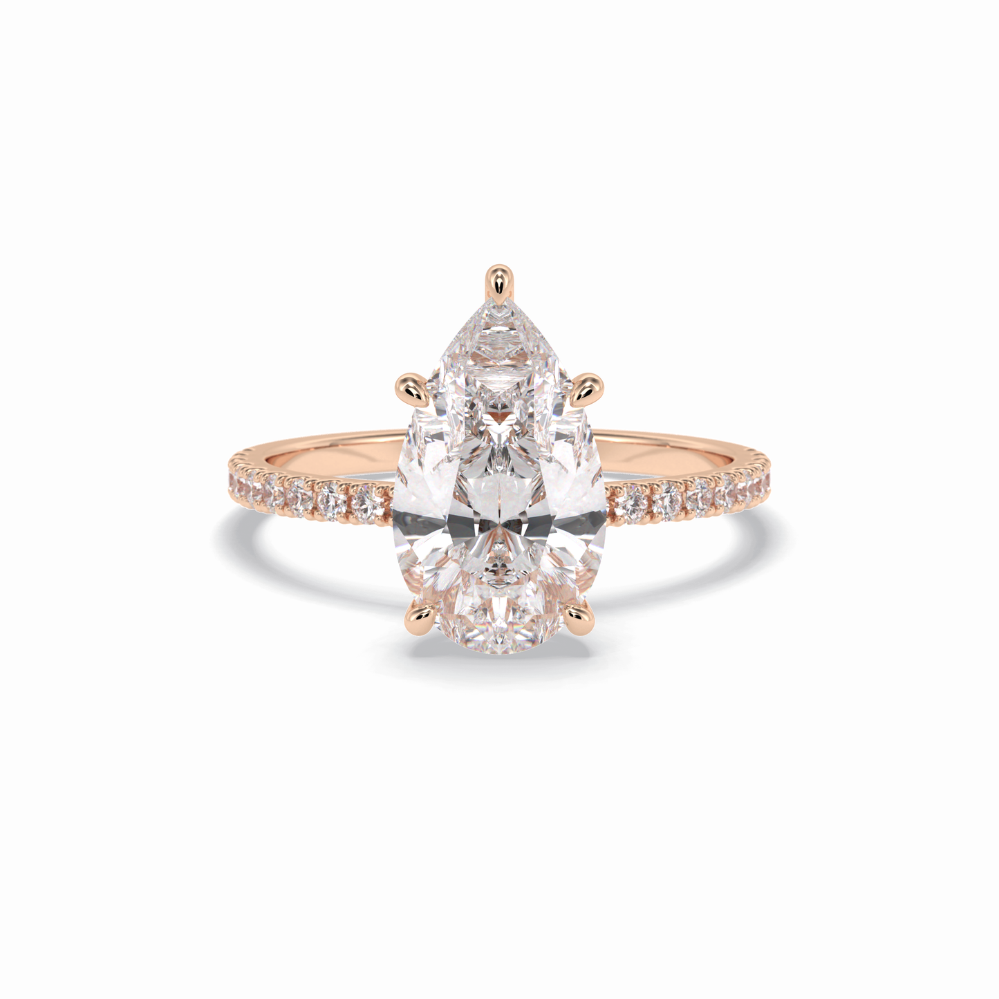 2.5 CT Pear Cut Pave Style Moissanite Engagement Rings
