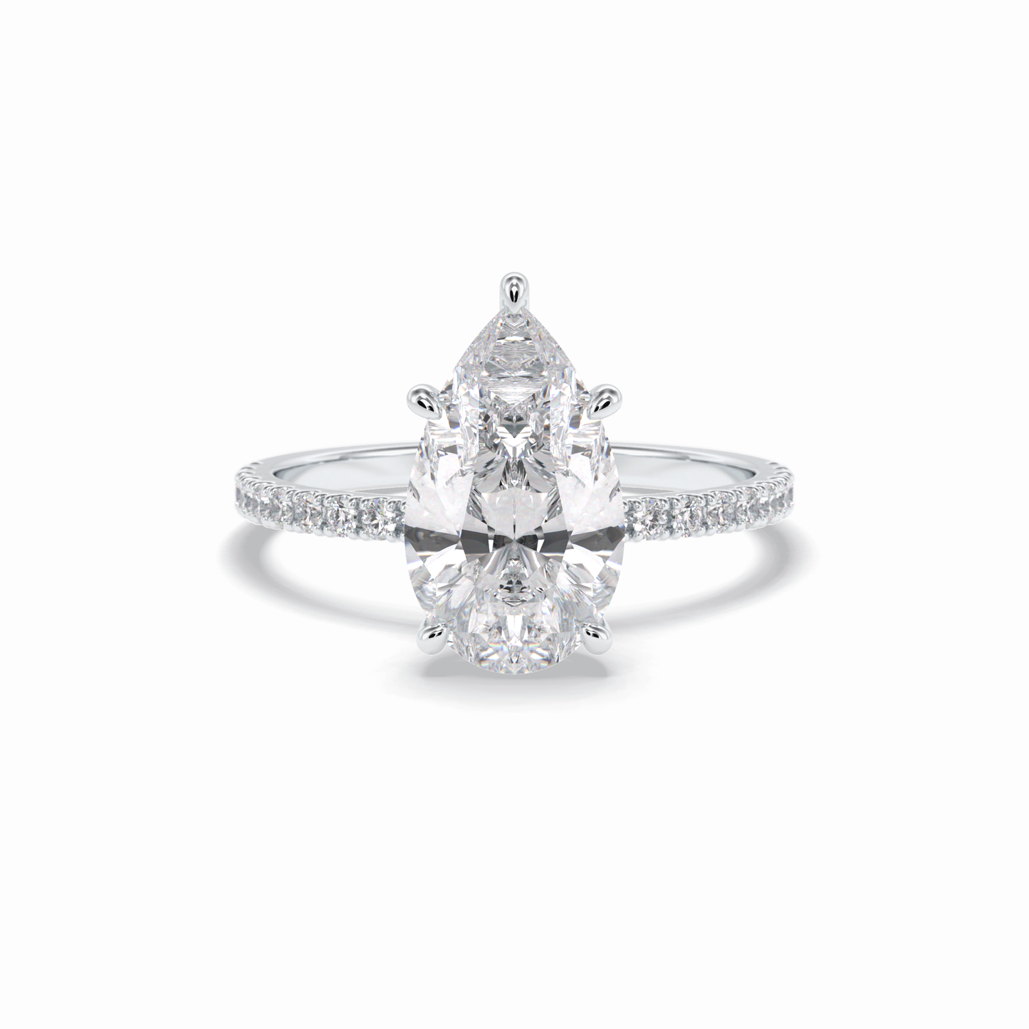 2.5 CT Pear Cut Pave Style Moissanite Engagement Rings