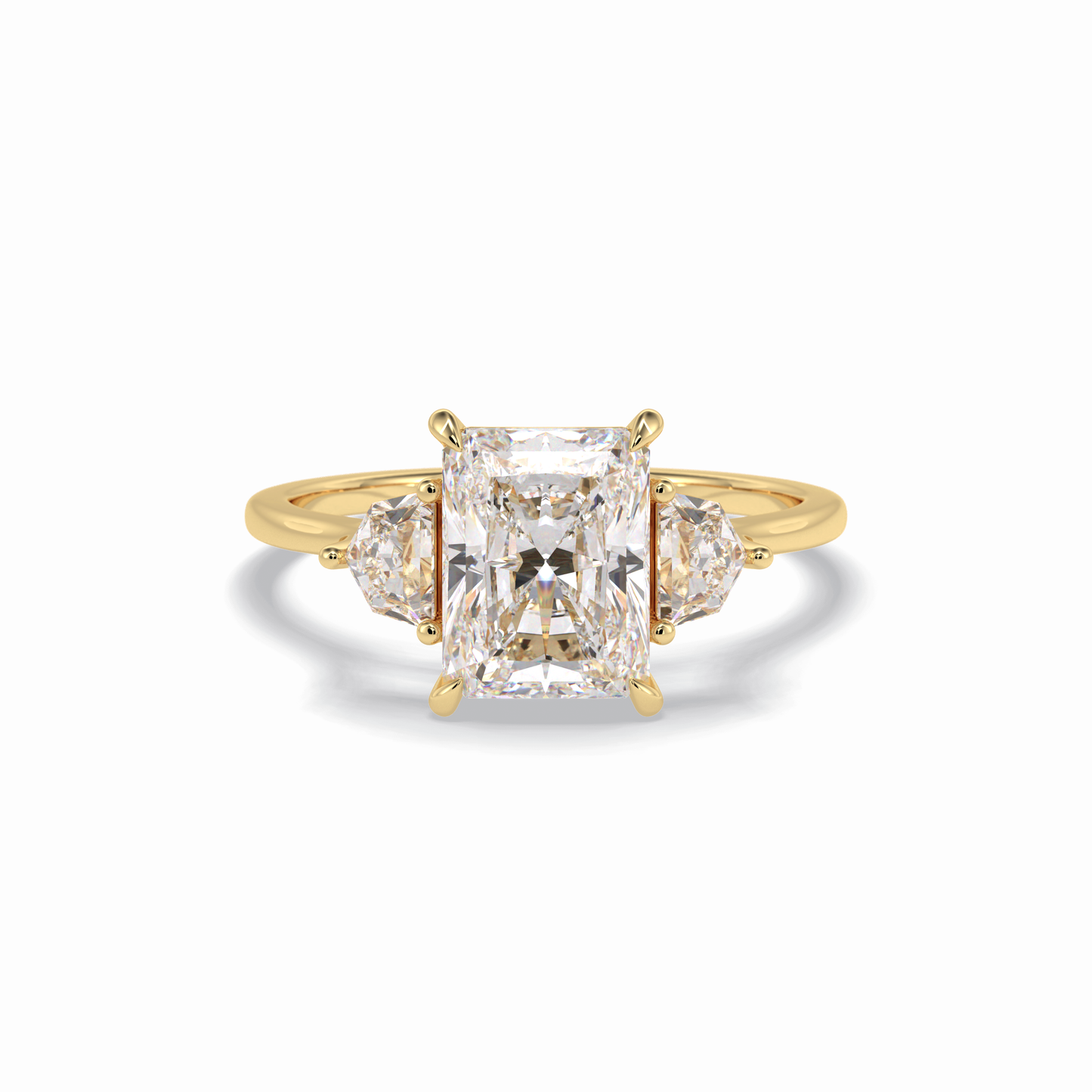 2.5 CT Radiant Cut Three Stones Style Moissanite Engagement Rings