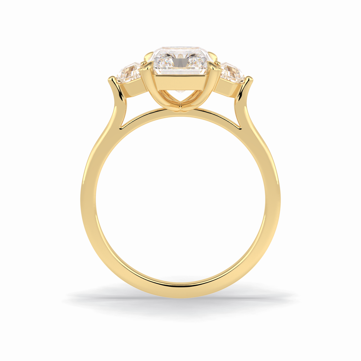2.5 CT Radiant Cut Three Stones Style Moissanite Engagement Rings