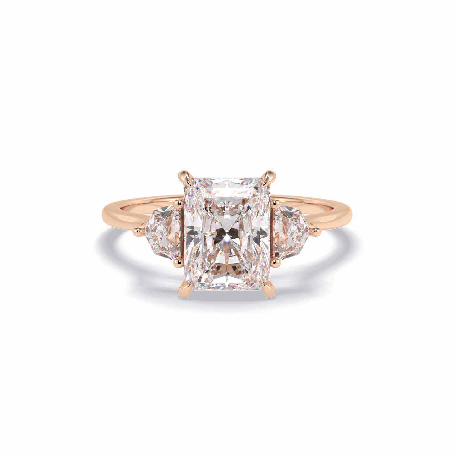 2.5 CT Radiant Cut Three Stones Style Moissanite Engagement Rings