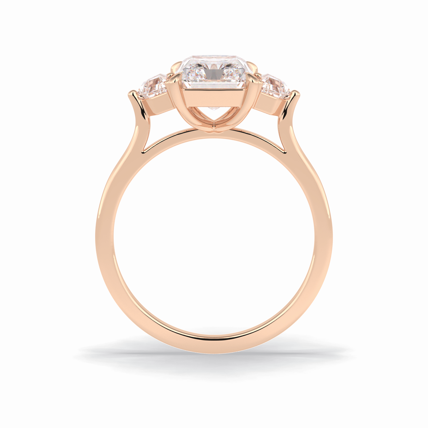 2.5 CT Radiant Cut Three Stones Style Moissanite Engagement Rings