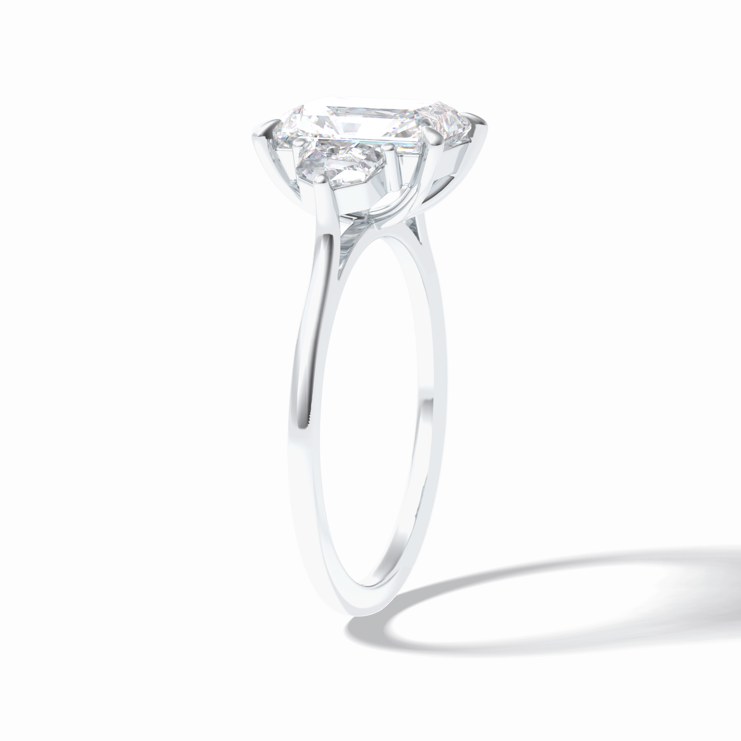 2.5 CT Radiant Cut Three Stones Style Moissanite Engagement Rings