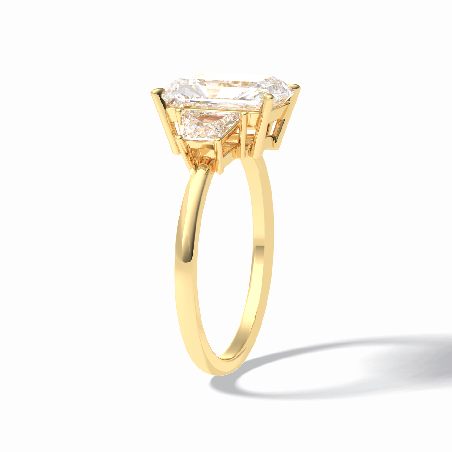 3.0 CT Radiant Cut Three Stones Style Moissanite Engagement Rings