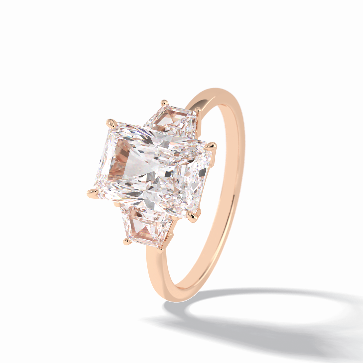 3.0 CT Radiant Cut Three Stones Style Moissanite Engagement Rings