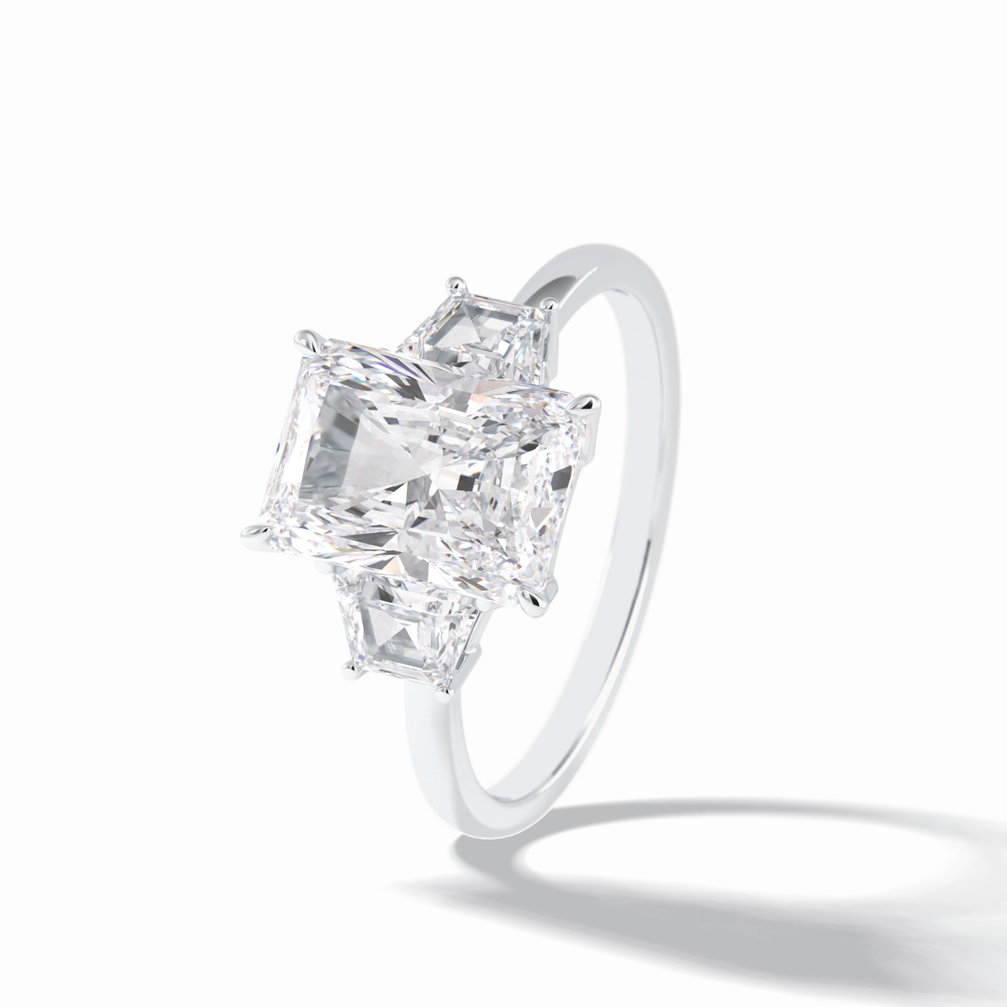 3.0 CT Radiant Cut Three Stones Style Moissanite Engagement Rings