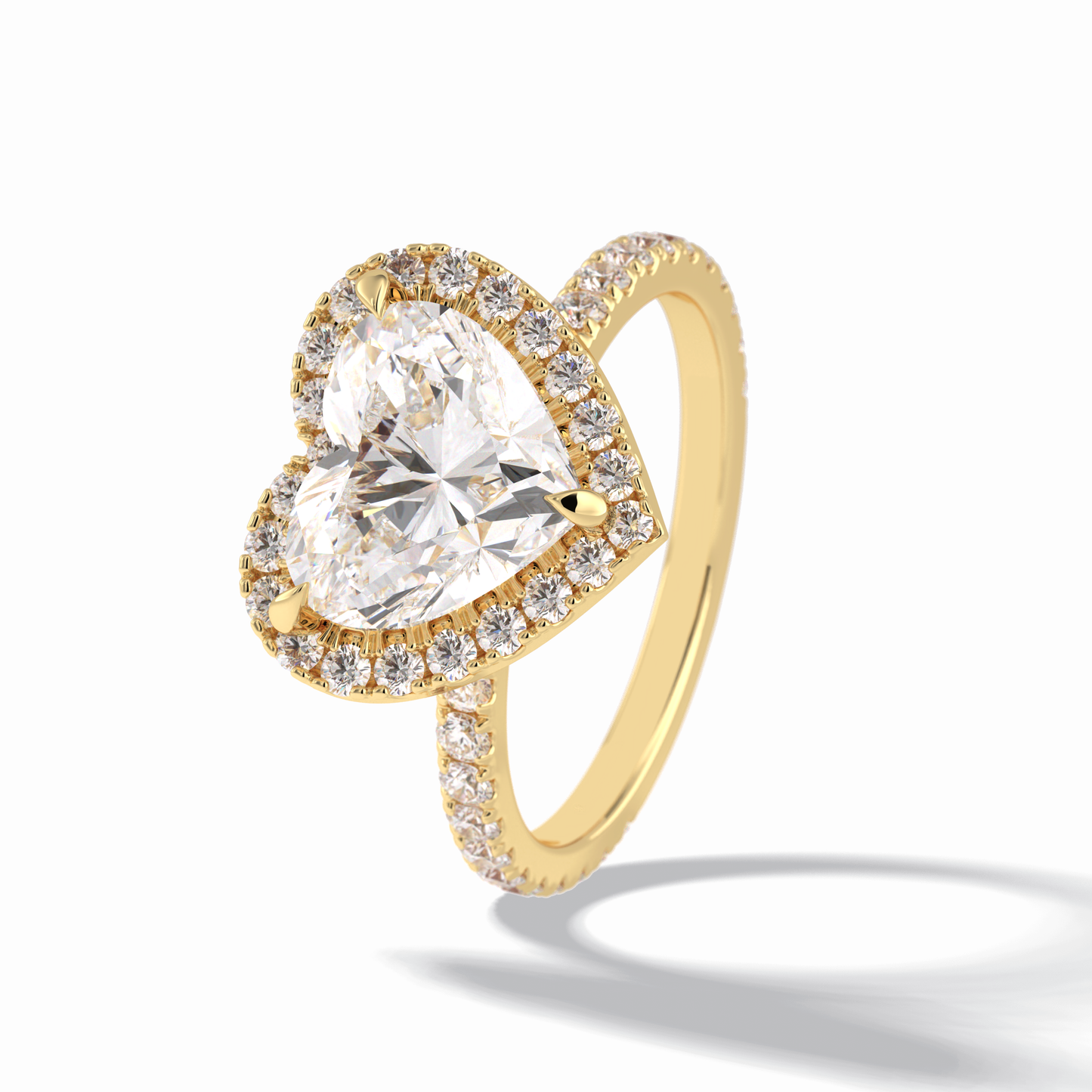 2.55 CT Heart Cut Halo & Pave Style Moissanite Engagement Rings