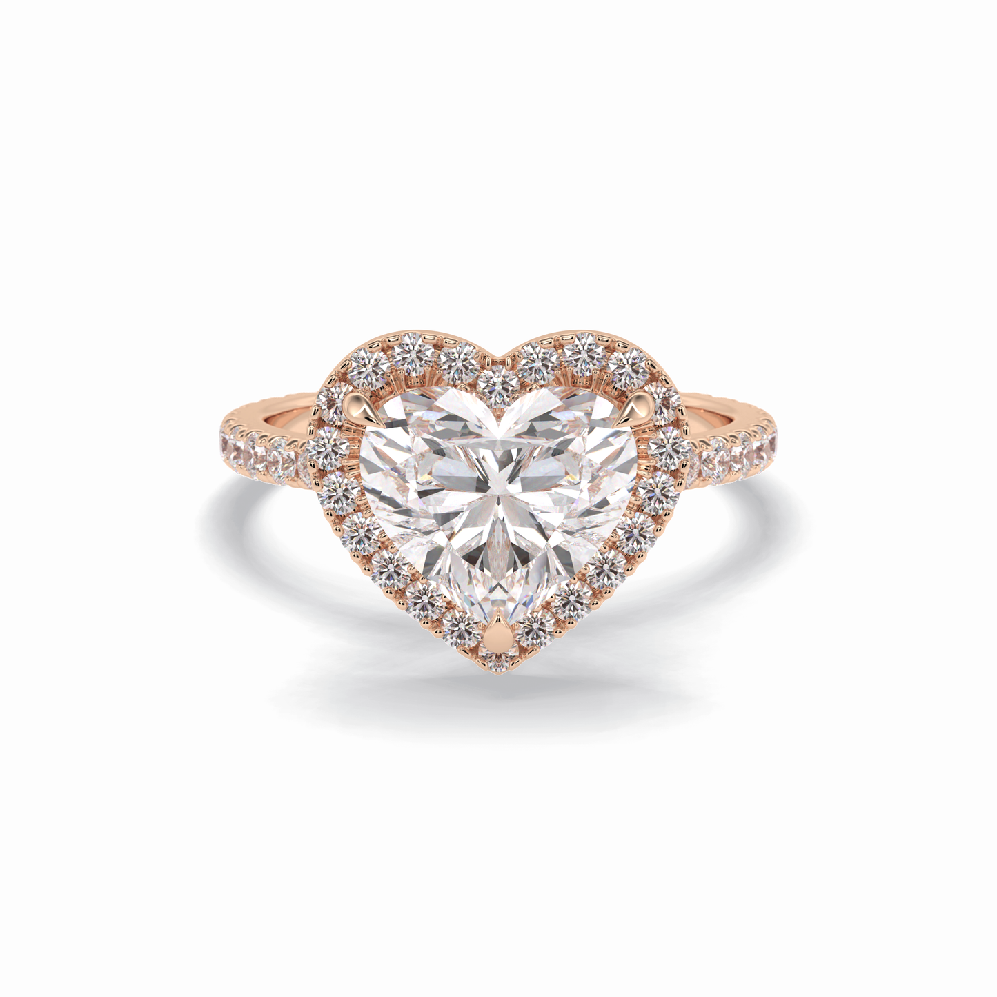 2.55 CT Heart Cut Halo & Pave Style Moissanite Engagement Rings