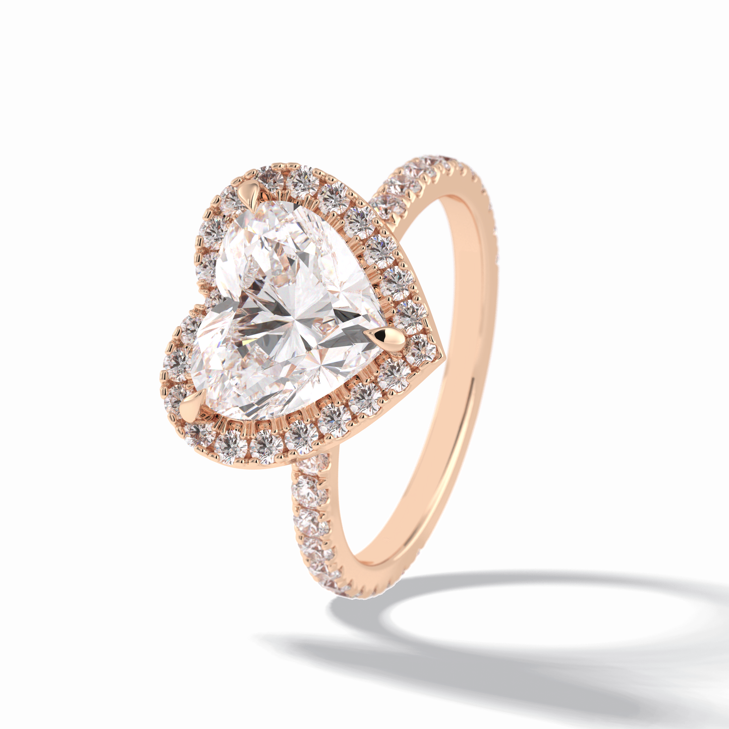2.55 CT Heart Cut Halo & Pave Style Moissanite Engagement Rings