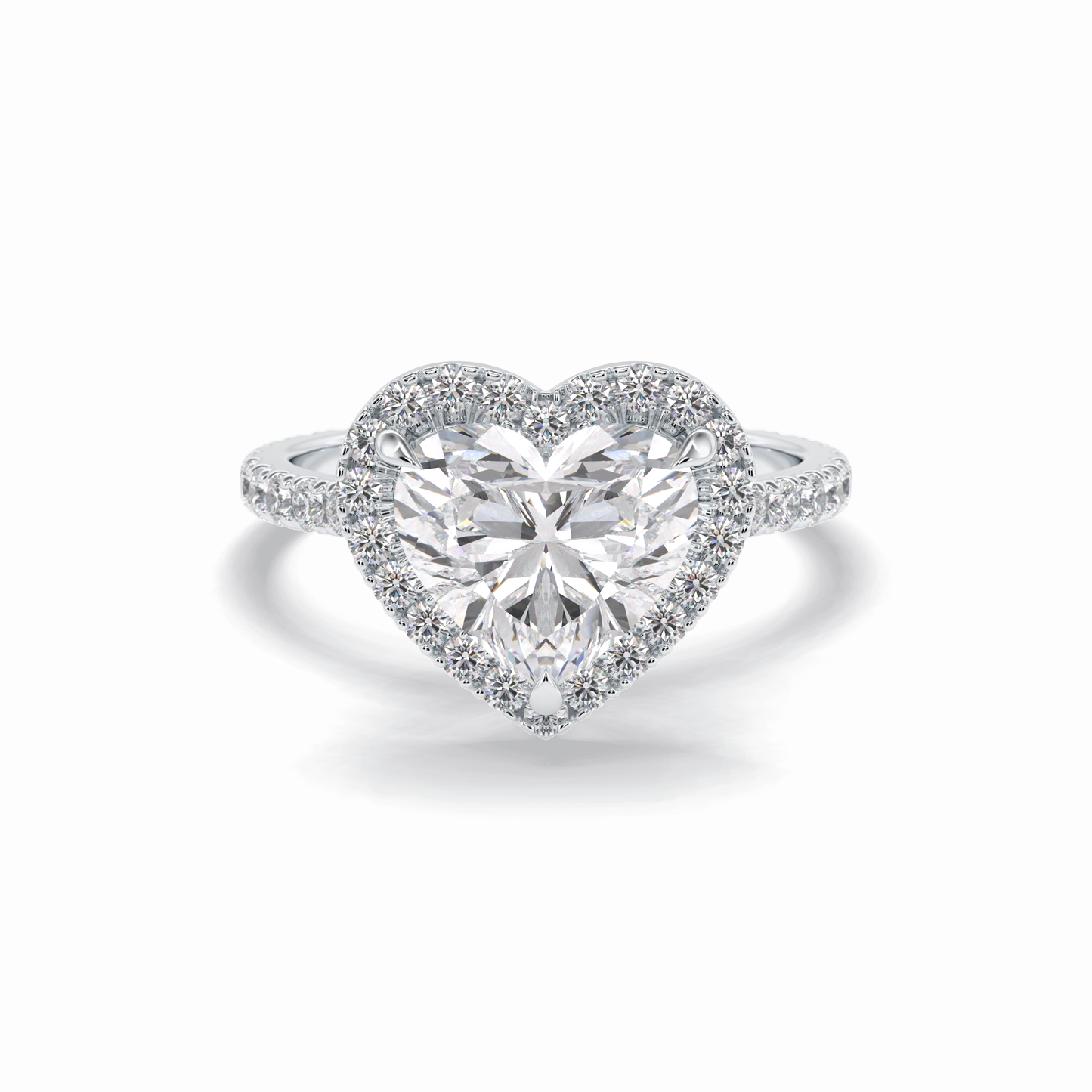 2.55 CT Heart Cut Halo & Pave Style Moissanite Engagement Rings