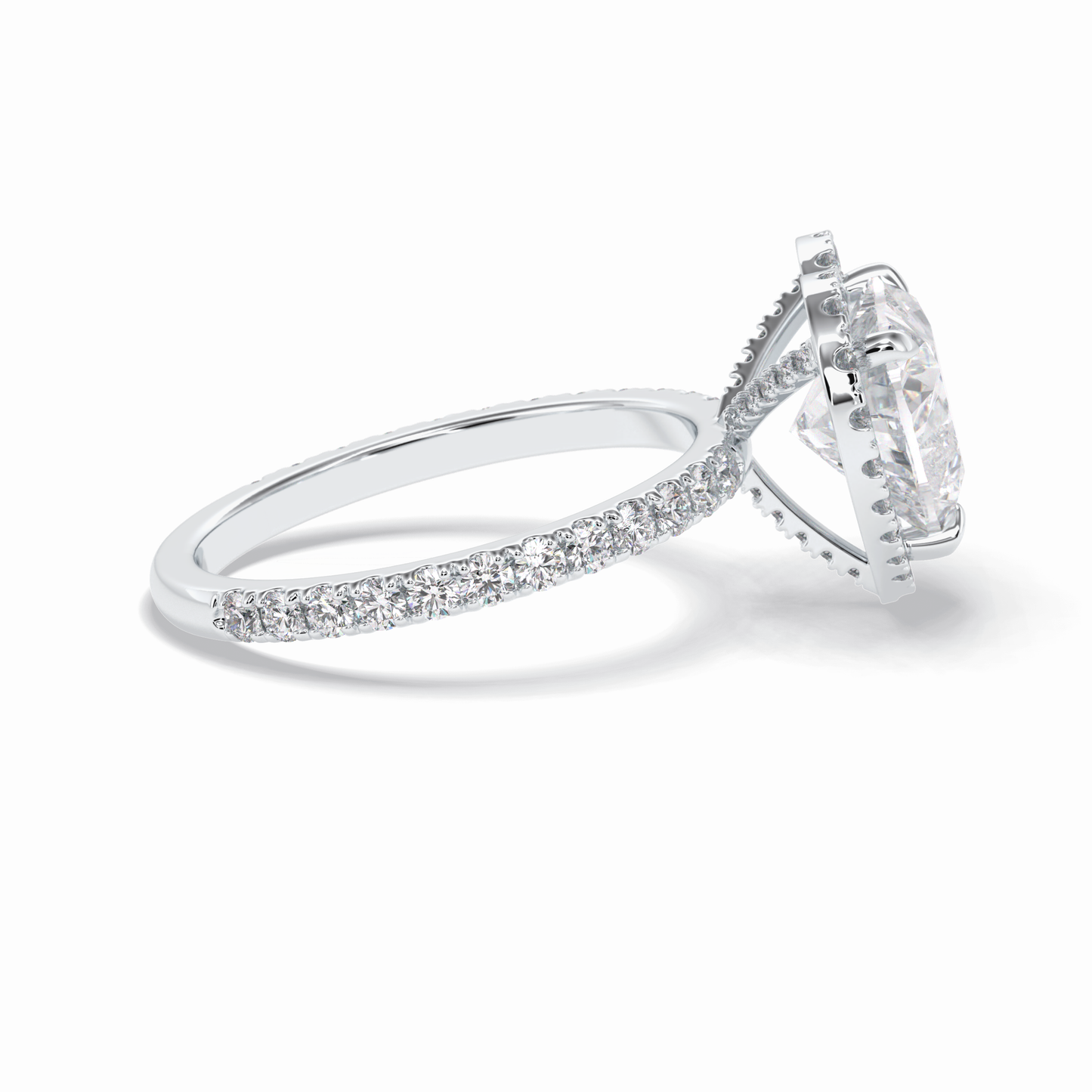 2.55 CT Heart Cut Halo & Pave Style Moissanite Engagement Rings