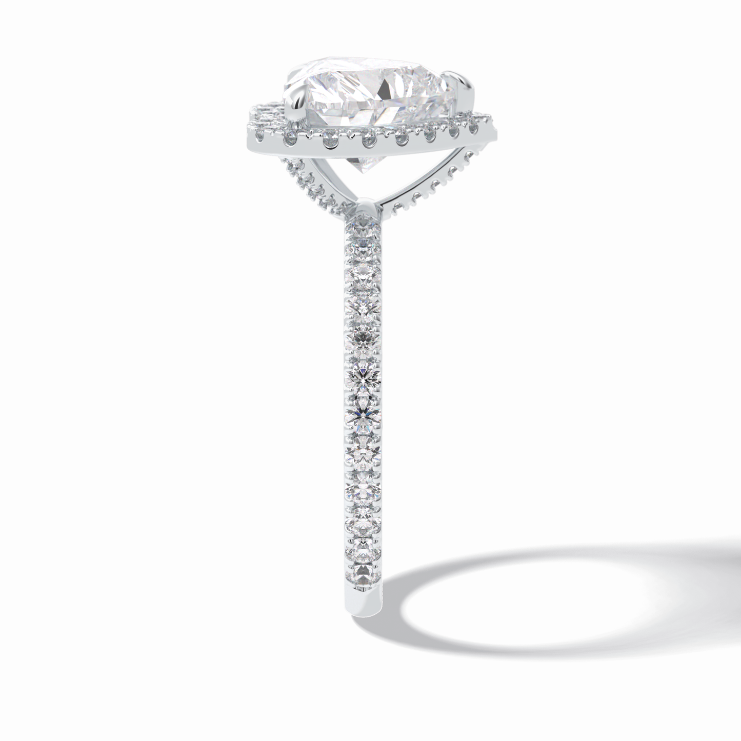 2.55 CT Heart Cut Halo & Pave Style Moissanite Engagement Rings
