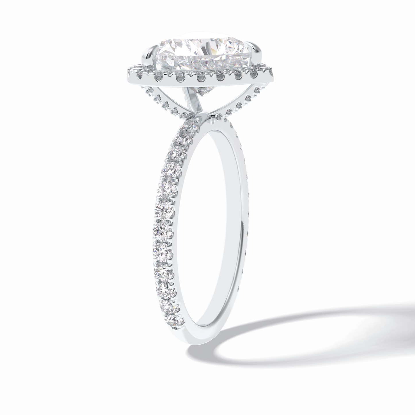 2.55 CT Heart Cut Halo & Pave Style Moissanite Engagement Rings