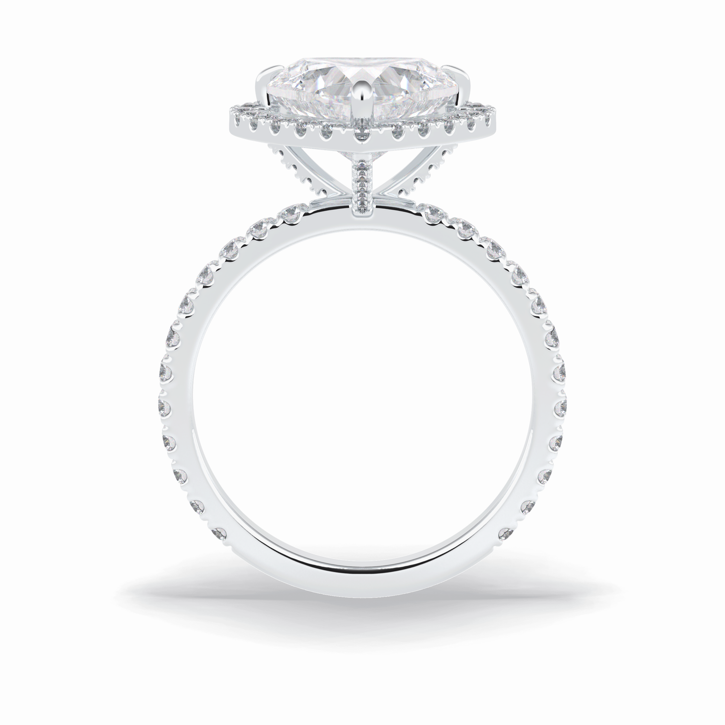 2.55 CT Heart Cut Halo & Pave Style Moissanite Engagement Rings