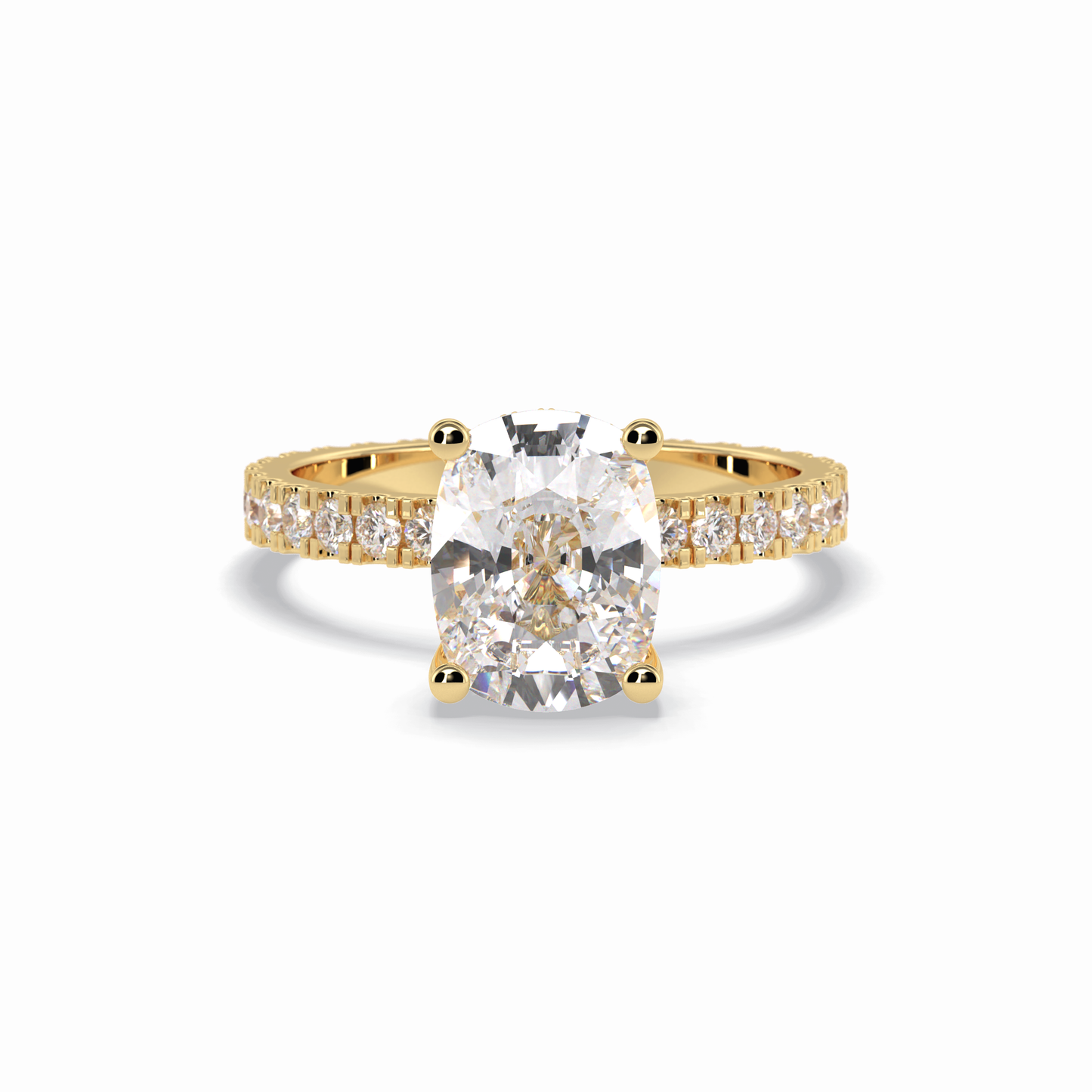 3.0 CT Cushion Cut Hidden Halo & Pave Style Moissanite Engagement Rings