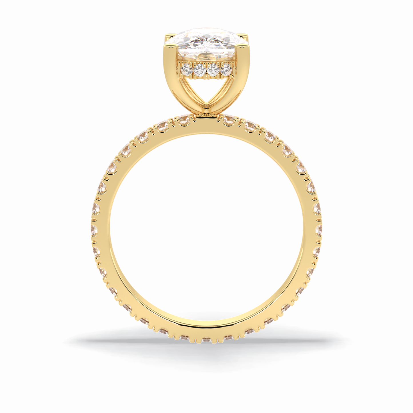 3.0 CT Cushion Cut Hidden Halo & Pave Style Moissanite Engagement Rings