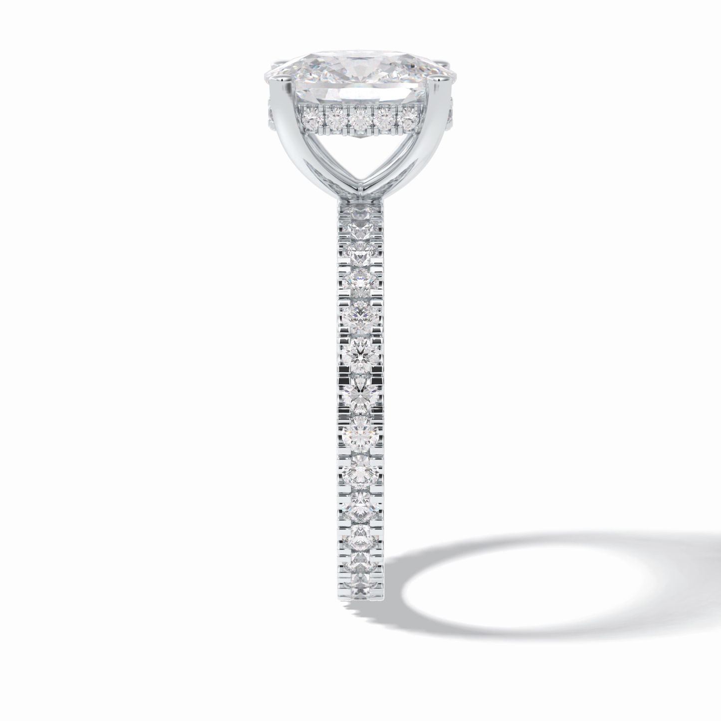 3.0 CT Cushion Cut Hidden Halo & Pave Style Moissanite Engagement Rings