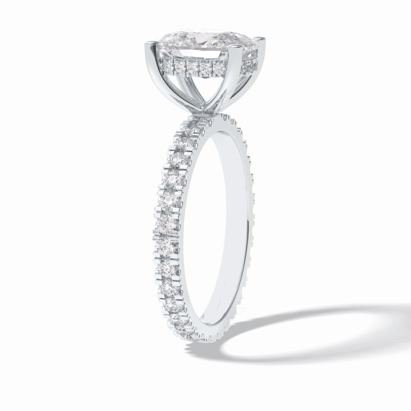 3.0 CT Cushion Cut Hidden Halo & Pave Style Moissanite Engagement Rings