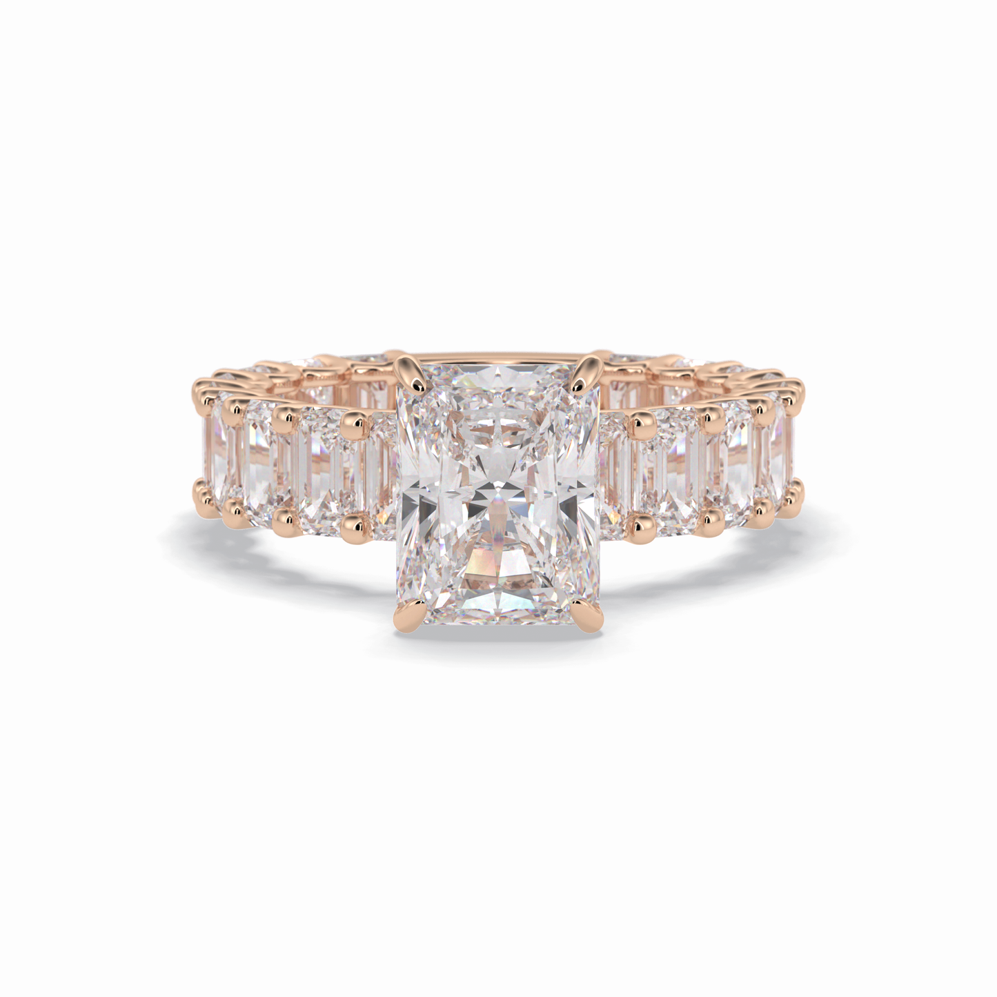 3.05 CT Radiant Cut Pave Style Moissanite Engagement Ring 15