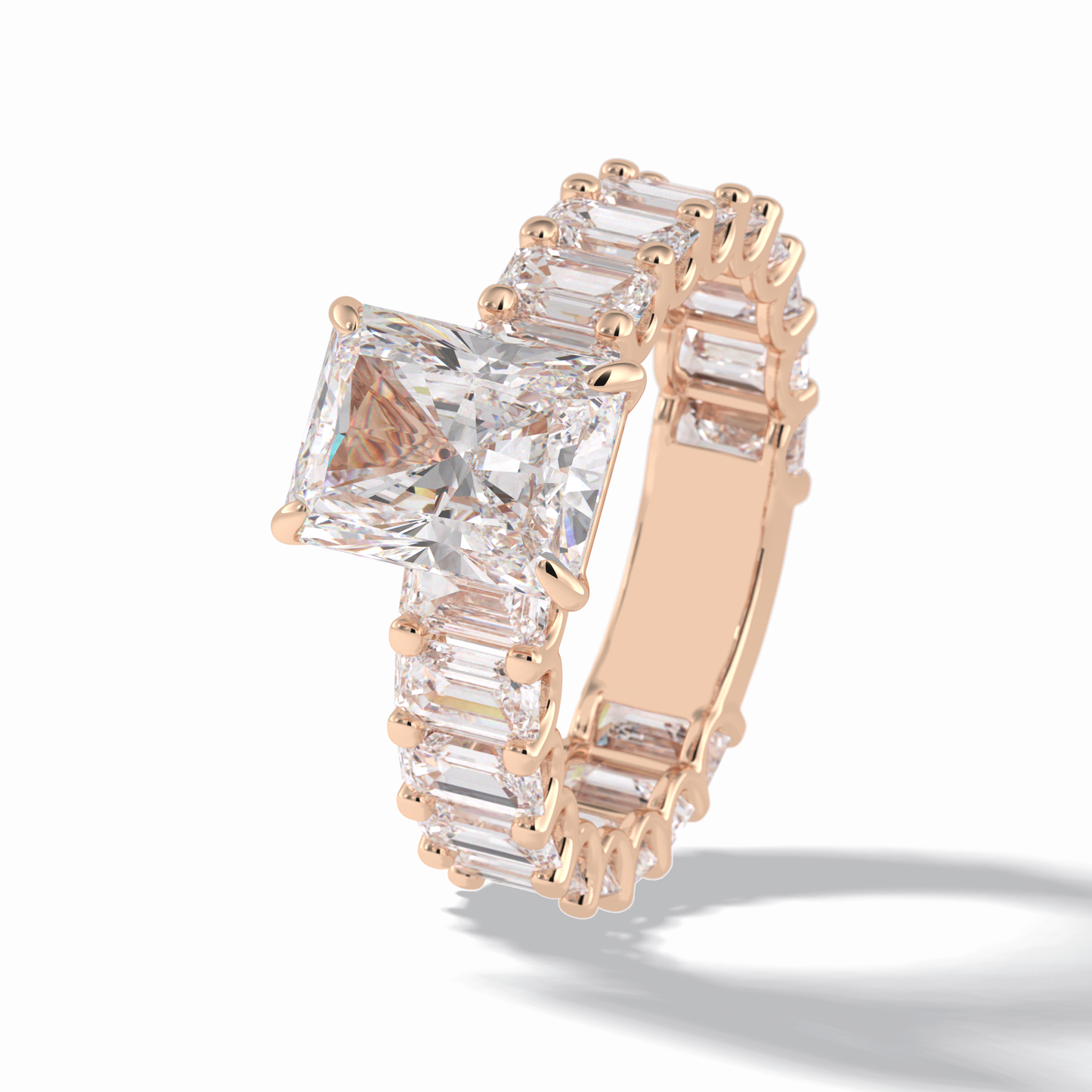 3.05 CT Radiant Cut Pave Style Moissanite Engagement Ring 20