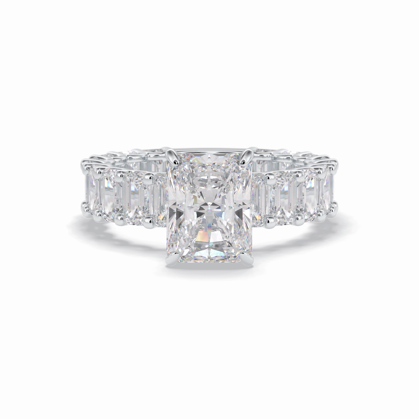3.05 CT Radiant Cut Pave Style Moissanite Engagement Ring 1