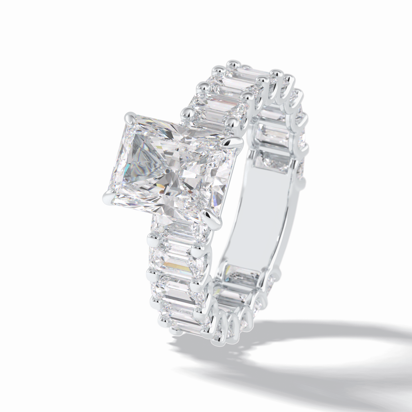3.05 CT Radiant Cut Pave Style Moissanite Engagement Ring 6