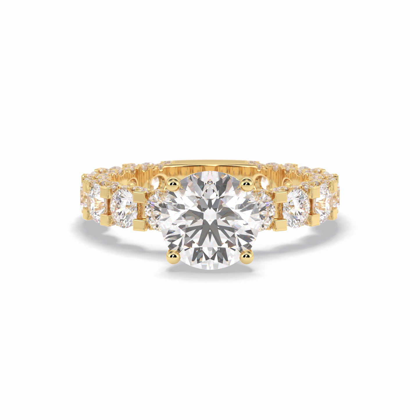 2.05 CT Round Cut Pave Style Moissanite Engagement Rings