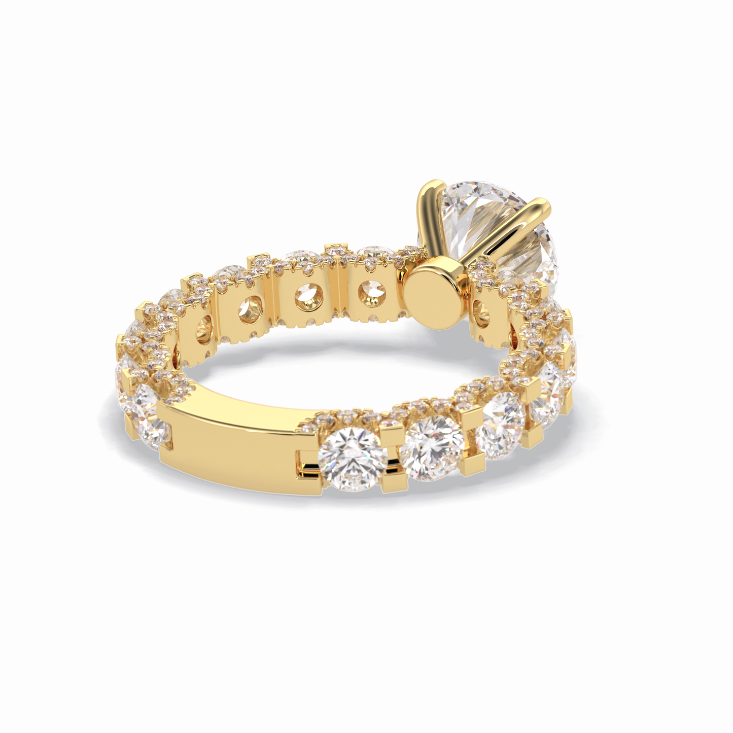2.05 CT Round Cut Pave Style Moissanite Engagement Rings