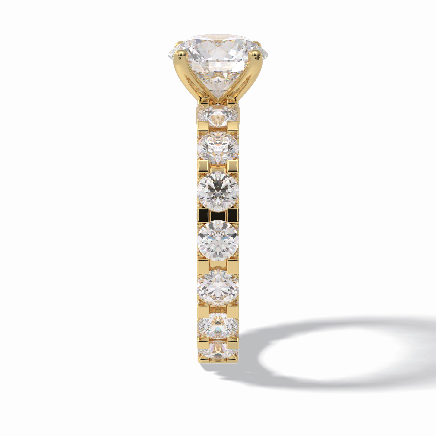 2.05 CT Round Cut Pave Style Moissanite Engagement Rings