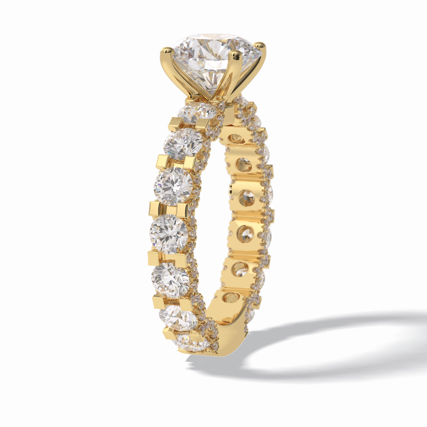 2.05 CT Round Cut Pave Style Moissanite Engagement Rings