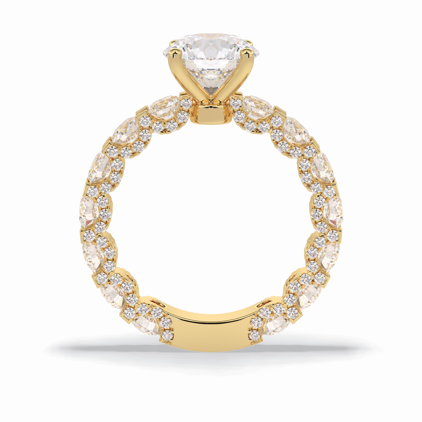 2.05 CT Round Cut Pave Style Moissanite Engagement Rings