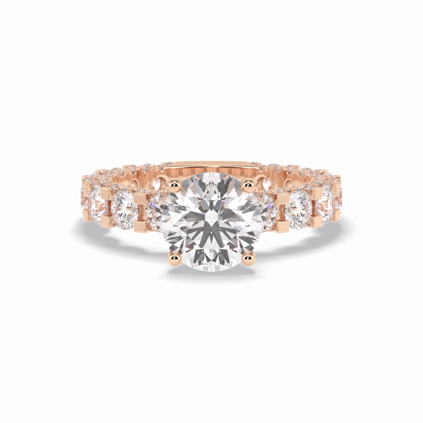 2.05 CT Round Cut Pave Style Moissanite Engagement Rings