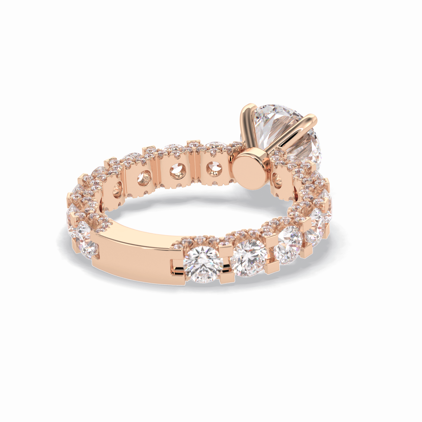 2.05 CT Round Cut Pave Style Moissanite Engagement Rings