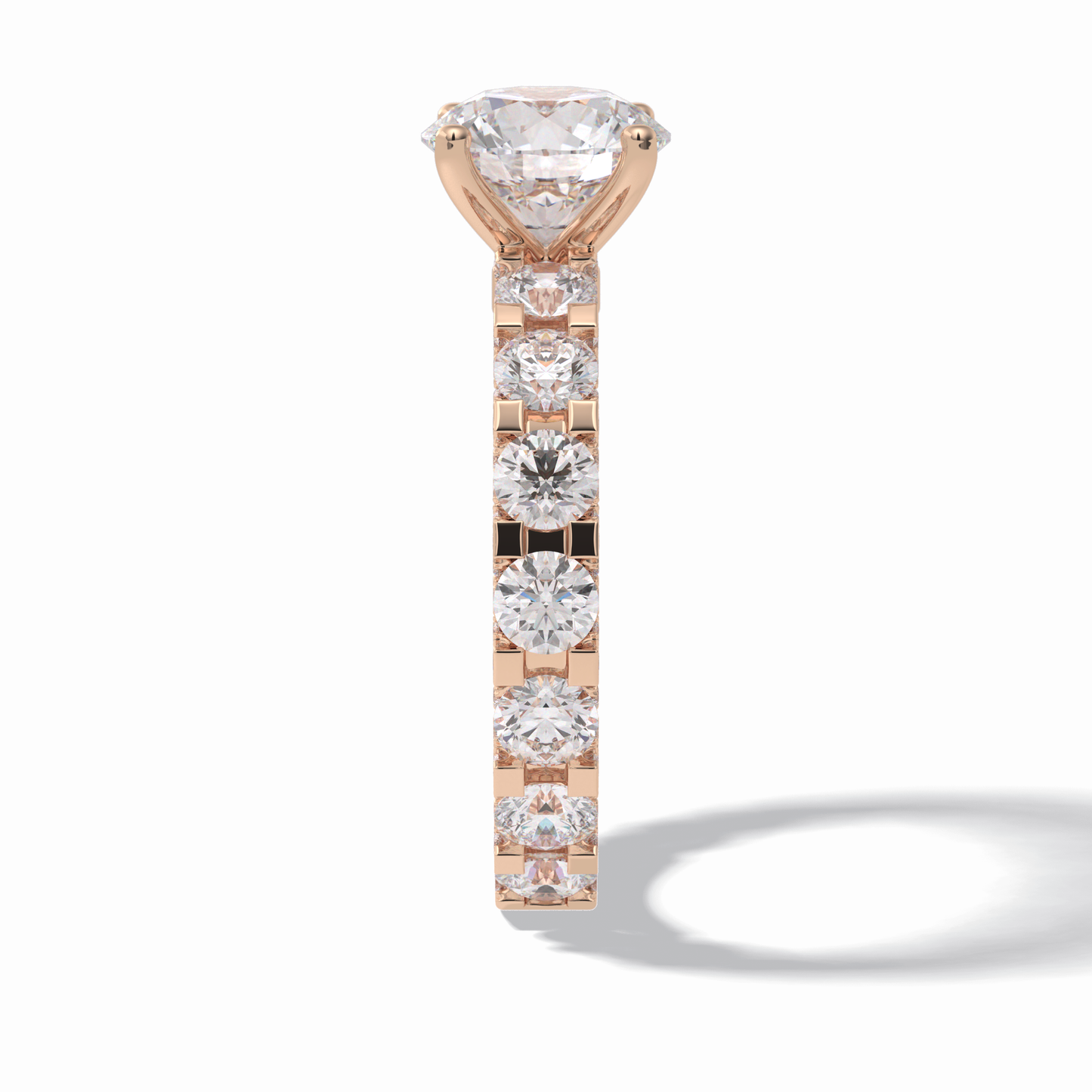 2.05 CT Round Cut Pave Style Moissanite Engagement Rings