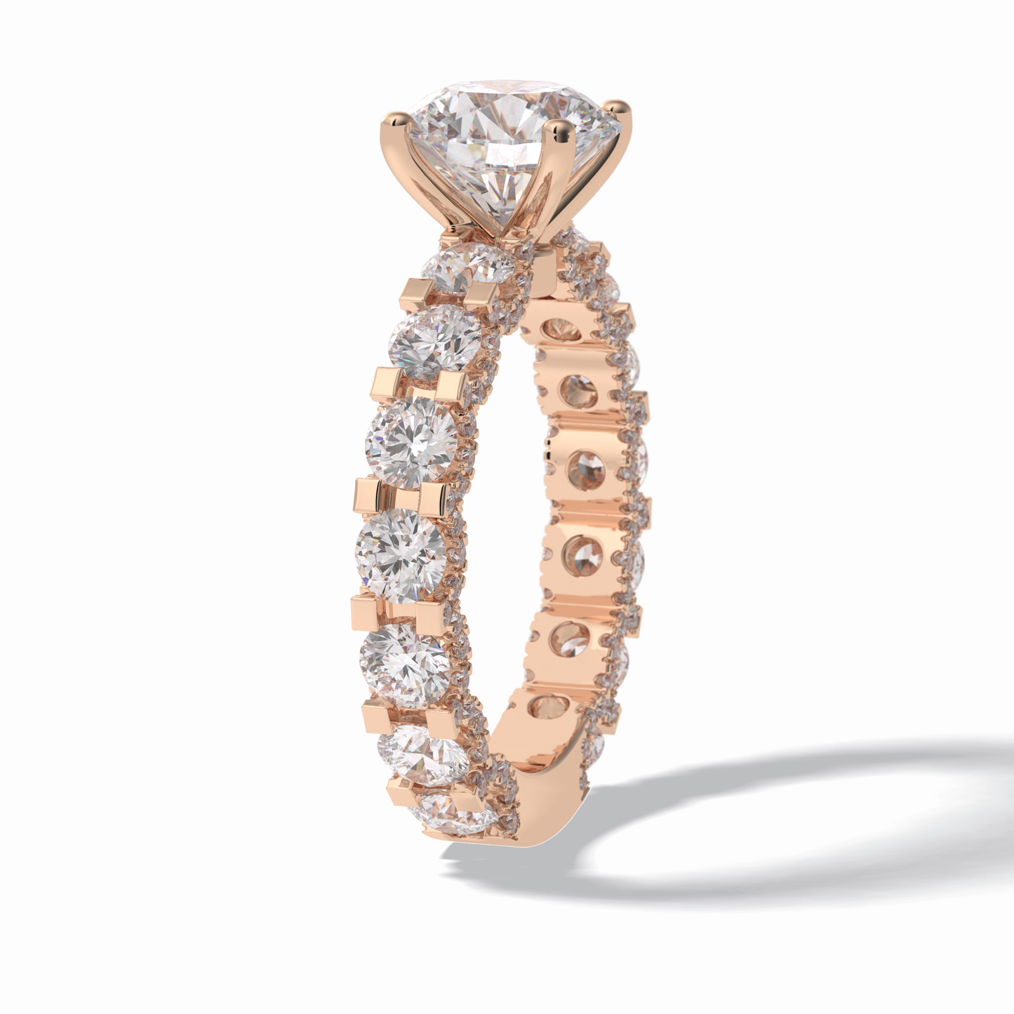 2.05 CT Round Cut Pave Style Moissanite Engagement Rings
