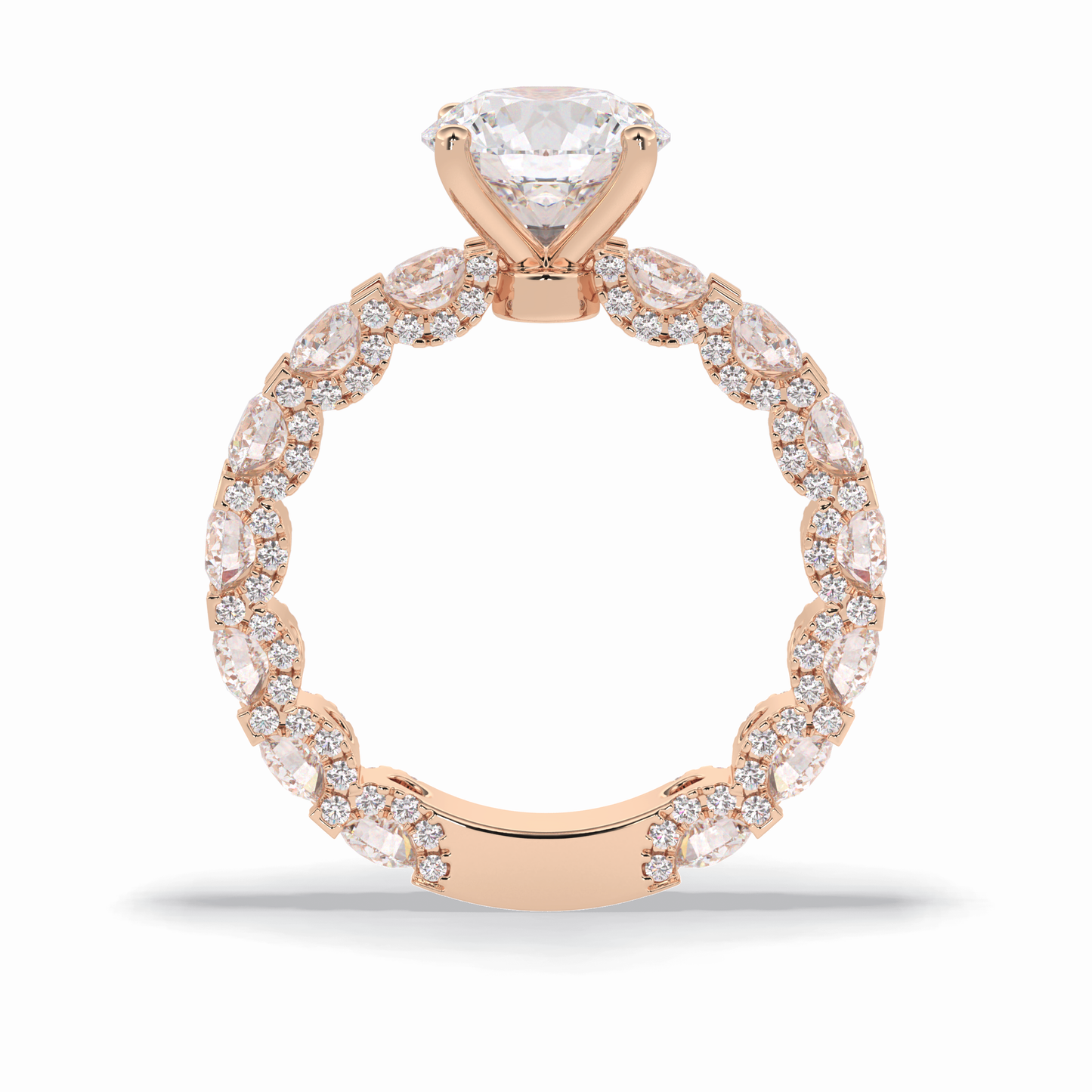 2.05 CT Round Cut Pave Style Moissanite Engagement Rings