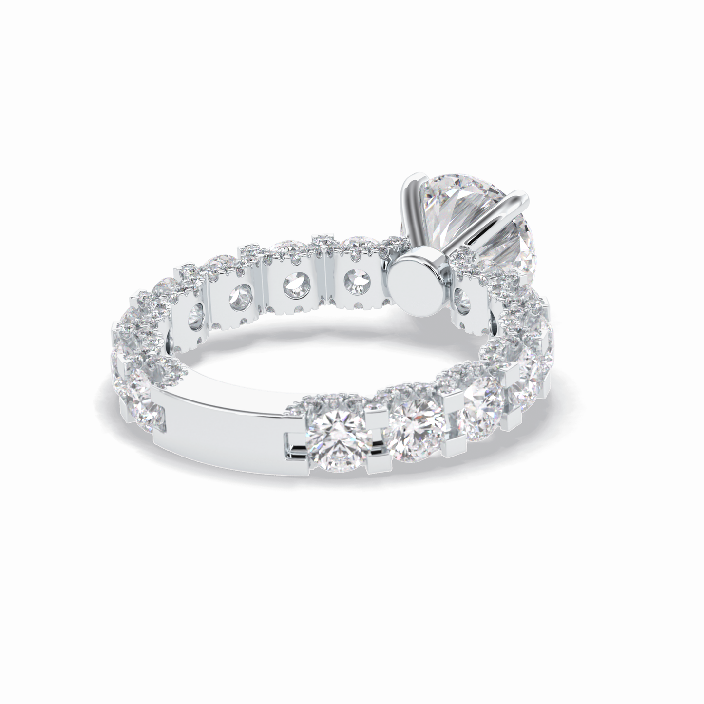 2.05 CT Round Cut Pave Style Moissanite Engagement Rings