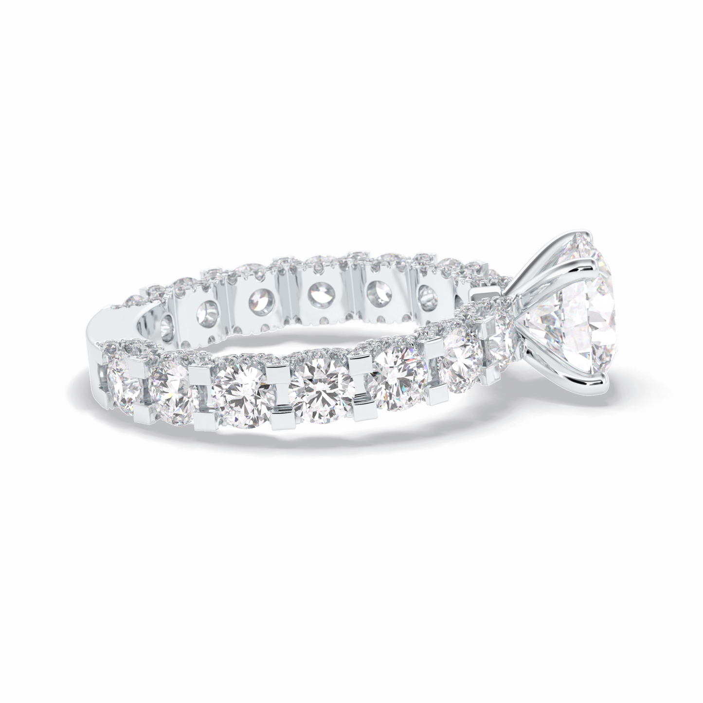 2.05 CT Round Cut Pave Style Moissanite Engagement Rings